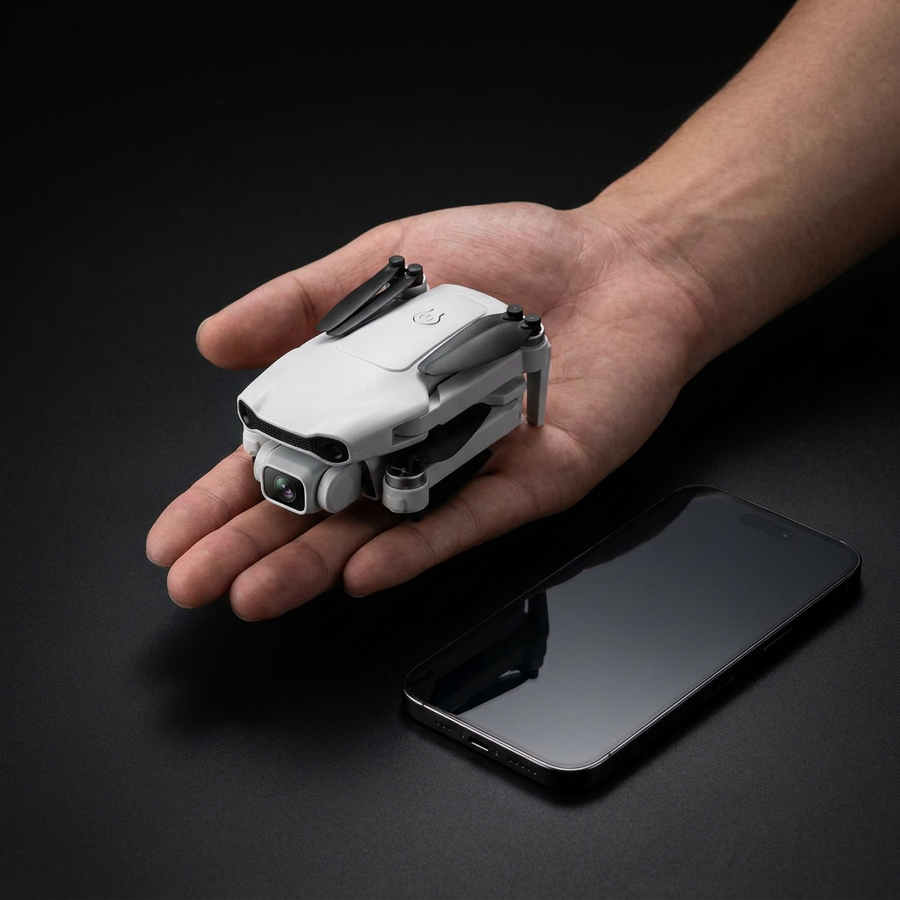 Apex Aerial drone folded compact in the palm of a hand